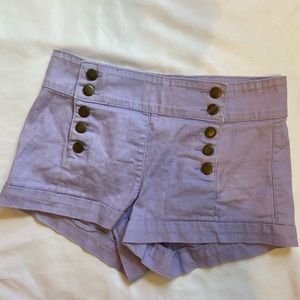 Lilac Sailor Double Buttons high waisted shorts